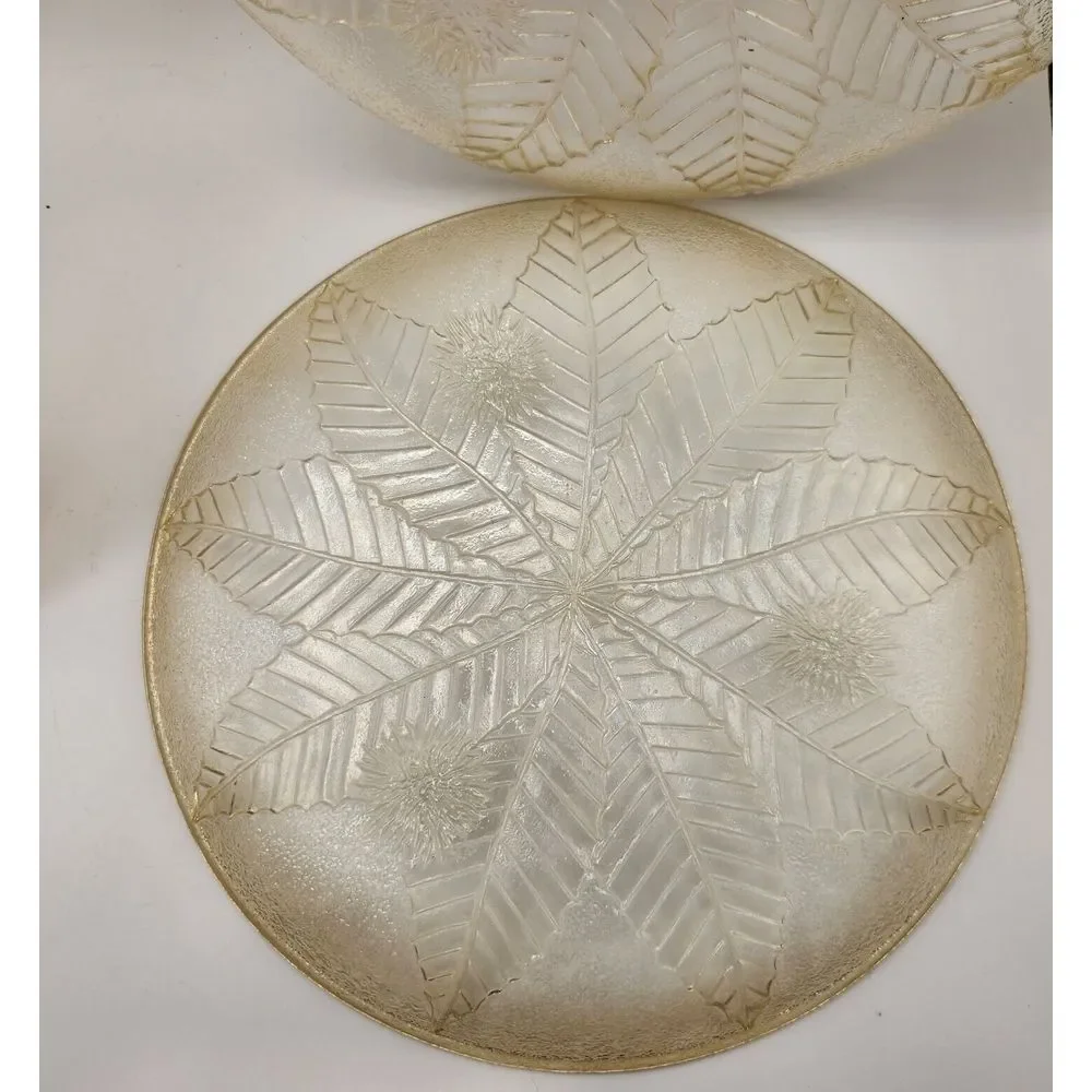 3 Vintage French Luminarc CHATAIGNIER‎ Plates Gold Iridescent Chestnut Tree